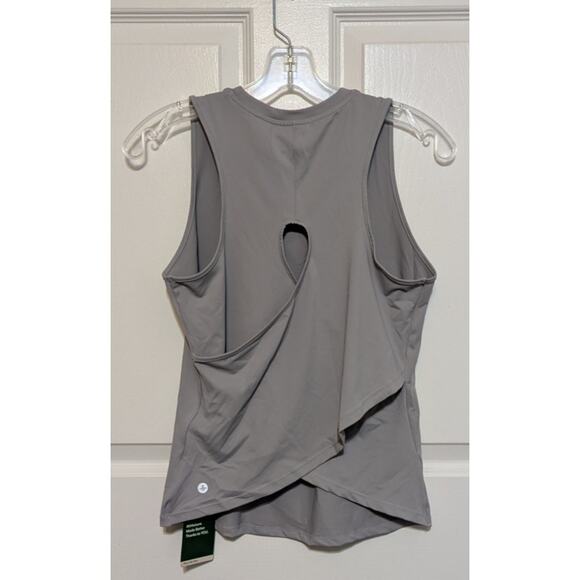 Halara Gray Cut Out Crossover Hem Solid Athletic Yoga Tank Top, Size XS - Picture 4 of 8